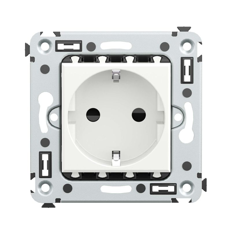 Розетка 1-м СП 2мод Avanti "Белое облако" 2P+E защ шторки
