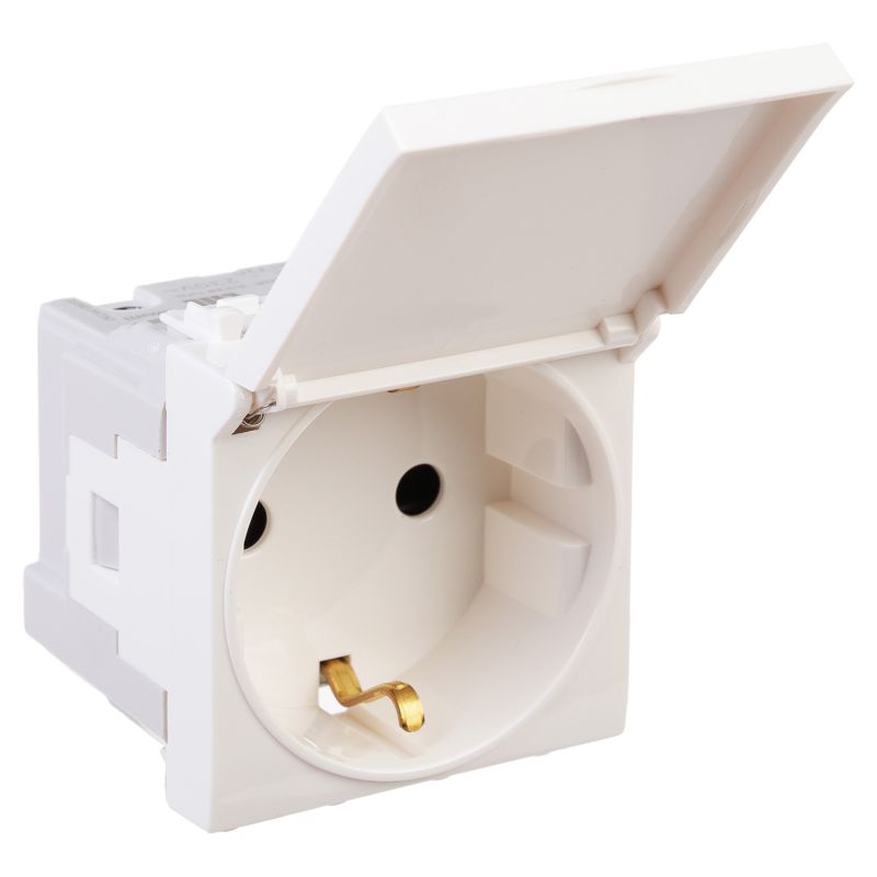 Розетка 1-м 2мод Avanti "Белое облако" 2P+E защ шторки с крышкой — изображение 2