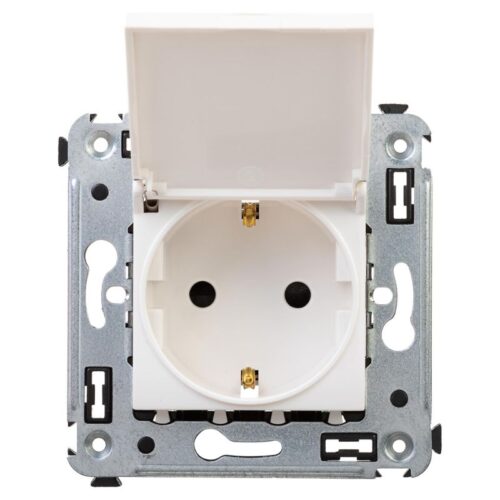 Розетка 1-м СП 2мод Avanti "Белое облако" 2P+E защ шторки с крышкой