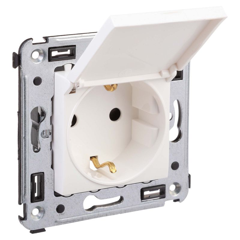 Розетка 1-м СП 2мод Avanti "Белое облако" 2P+E защ шторки с крышкой — изображение 2