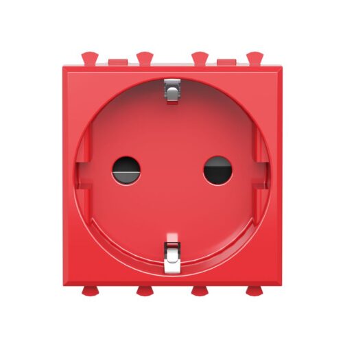 Розетка 1-м 2мод Avanti "Красный квадрат" 2P+E защ шторки