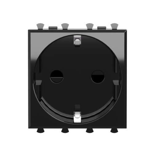 Розетка 1-м 2мод Avanti "Черный квадрат" 2P+E защ шторки