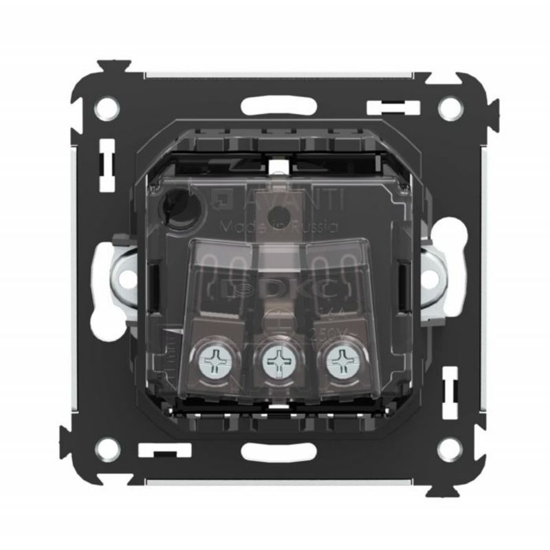 Розетка 1-м СП 2мод Avanti "Черный квадрат" 2P+E защ шторки — изображение 3