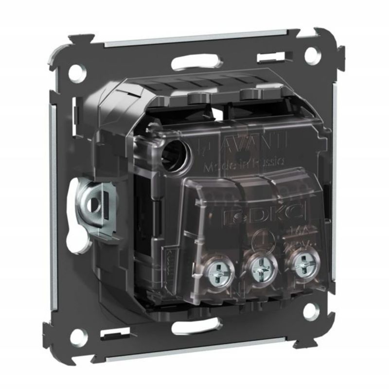 Розетка 1-м СП 2мод Avanti "Черный квадрат" 2P+E защ шторки — изображение 4