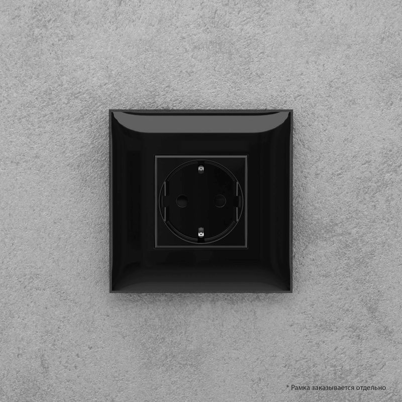 Розетка 1-м СП 2мод Avanti "Черный квадрат" 2P+E защ шторки — изображение 6