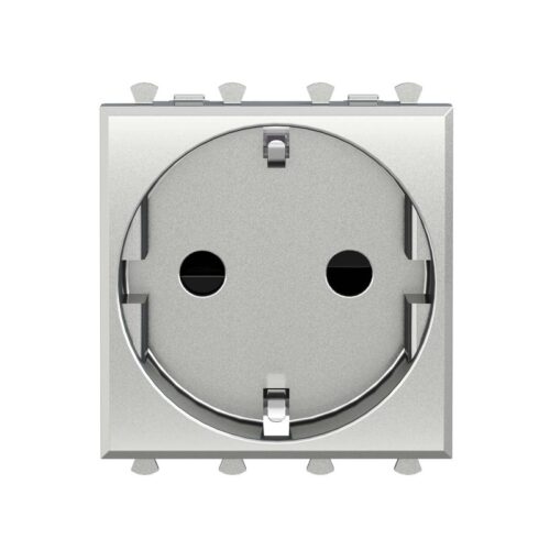Розетка 1-м 2мод Avanti "Закаленная сталь" 2P+E защ шторки