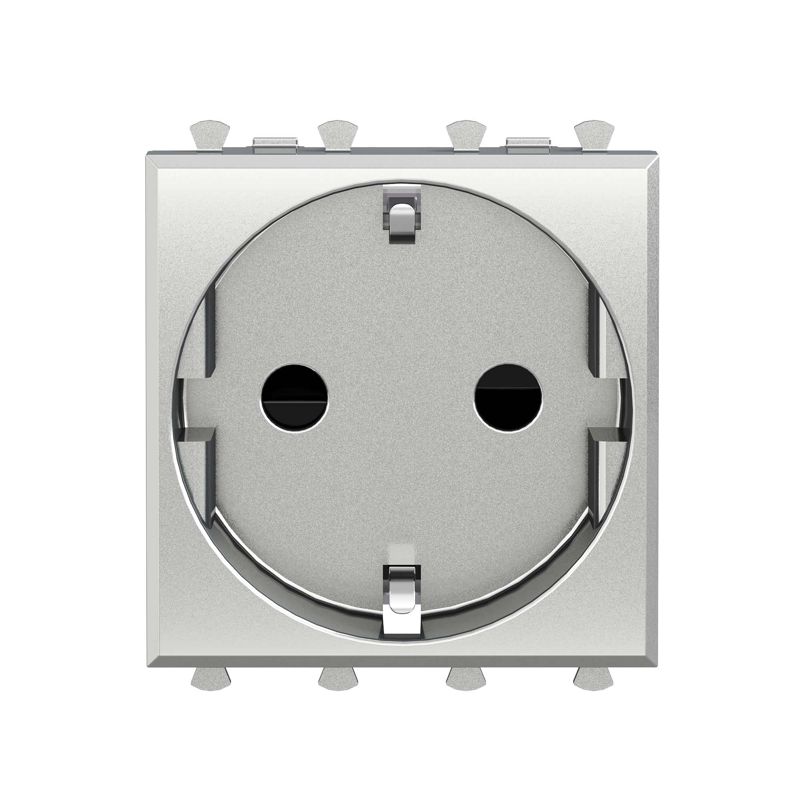 Розетка 1-м 2мод Avanti "Закаленная сталь" 2P+E защ шторки