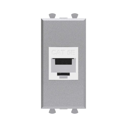 Розетка компьютерная 1мод Avanti "Закаленная сталь" RJ45 кат.5E без шторок модульная механизм