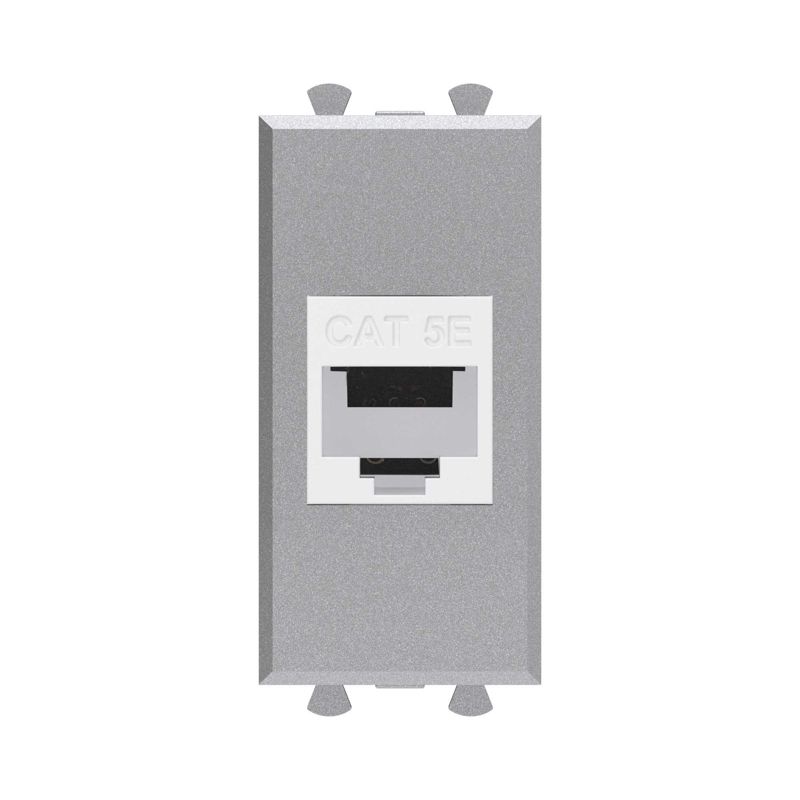 Розетка компьютерная 1мод Avanti "Закаленная сталь" RJ45 кат.5E без шторок модульная механизм