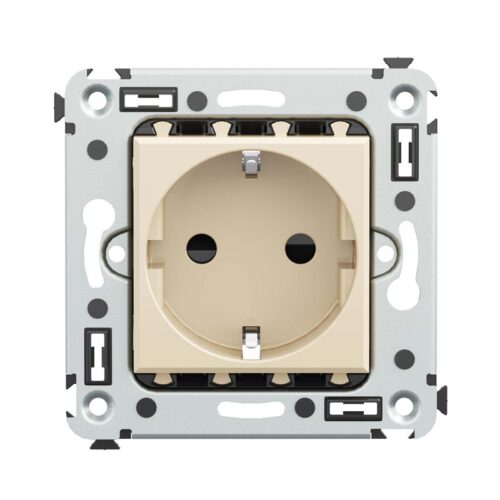 Розетка 1-м СП 2мод Avanti "Ванильная дымка" 2P+E защ шторки беж