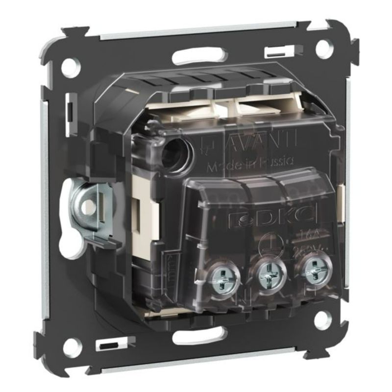 Розетка 1-м СП 2мод Avanti "Ванильная дымка" 2P+E защ шторки беж — изображение 4