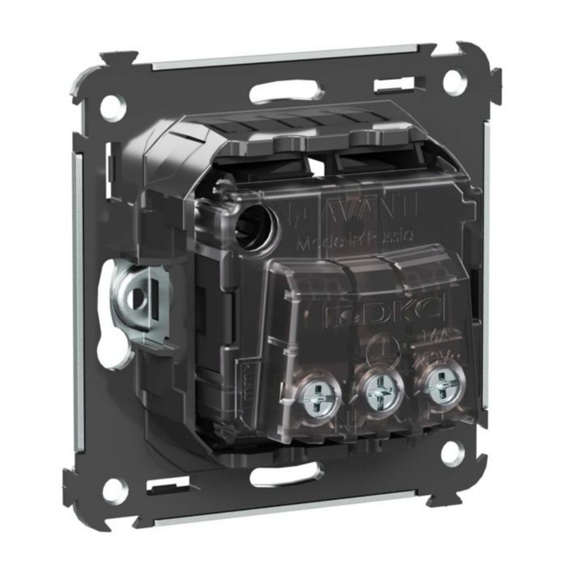 Розетка 1-м СП 2мод Avanti "Черный матовый" 2P+E защ шторки механизм — изображение 4