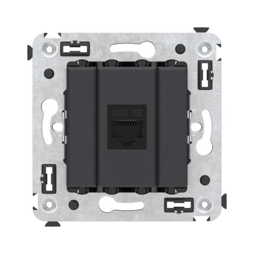 Розетка компьютерная 1-м СП Avanti "Черный матовый" RJ45 кат.5E без шторок механизм