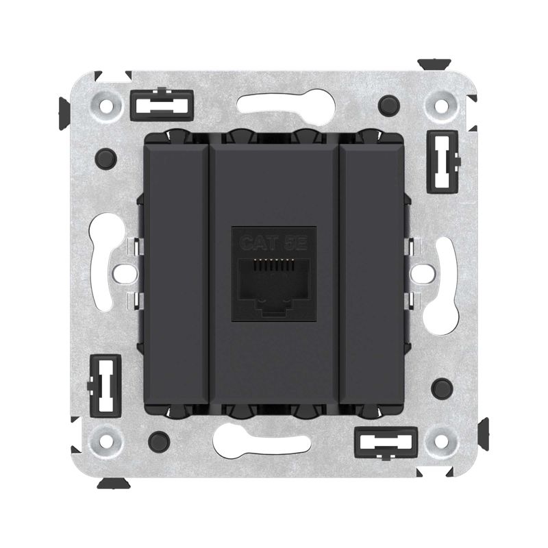 Розетка компьютерная 1-м СП Avanti "Черный матовый" RJ45 кат.5E без шторок механизм