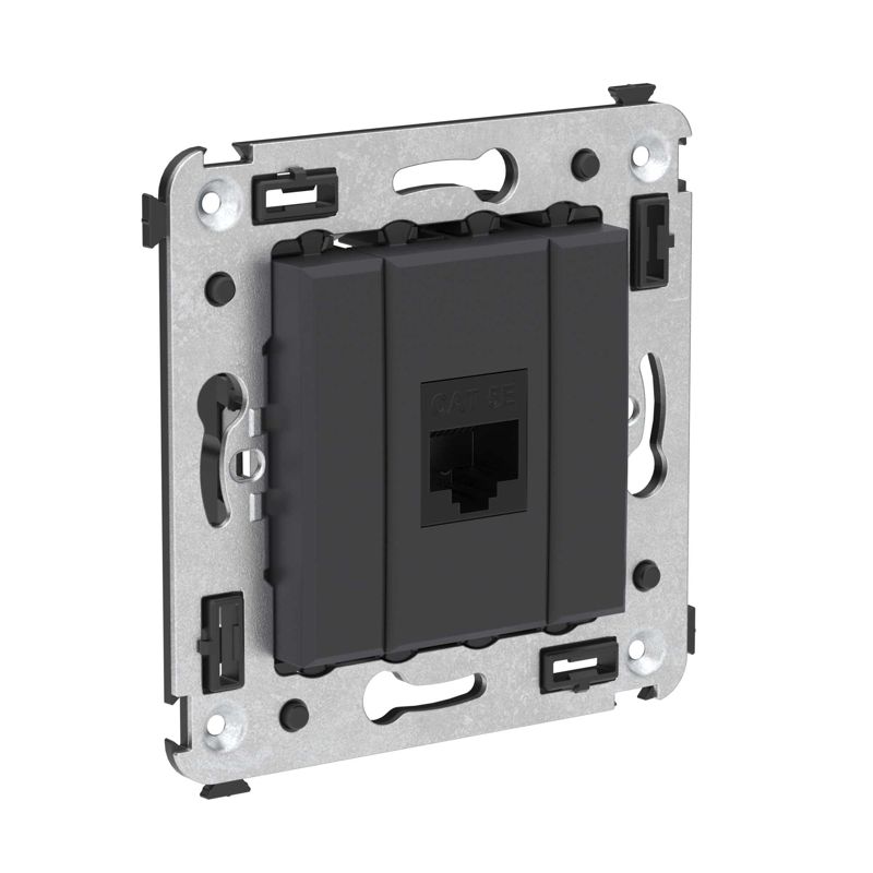 Розетка компьютерная 1-м СП Avanti "Черный матовый" RJ45 кат.5E без шторок механизм — изображение 2