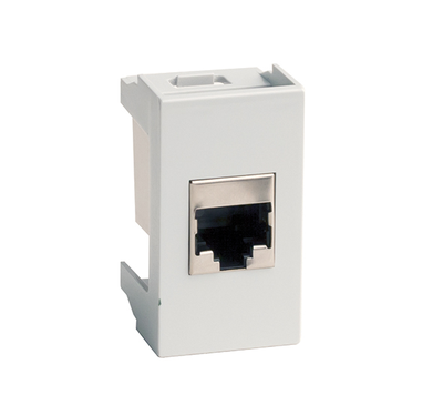 Компьютерная розетка RJ-45, кат. 5е, экранированная, 8P8C, ЭУИ Вива(Viva), белая, 1 модуль